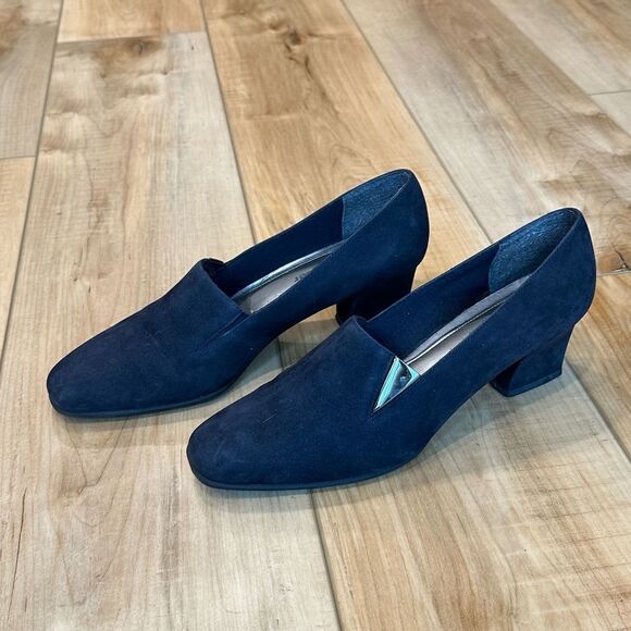 Naturalizer Womens Black Suede Block Heel Shoes Size 7 1/2 N - Picture 3 of 13